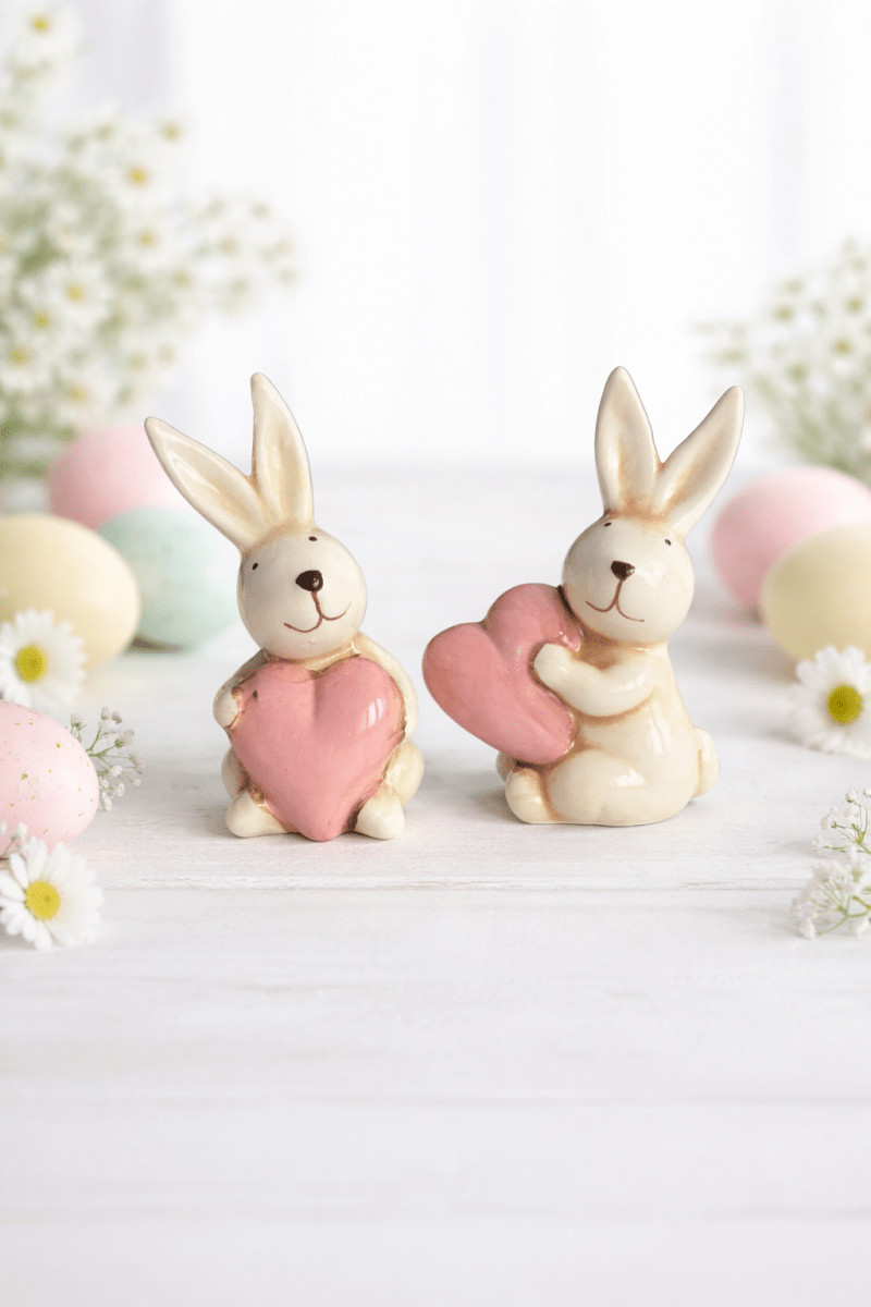 Set van 2 paashazen met hartje - Candles by Myrthe